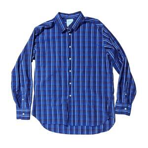 Billy Reid Blue Plaid Cotton Shirt Long Sleeve Men’s Size XL Casual